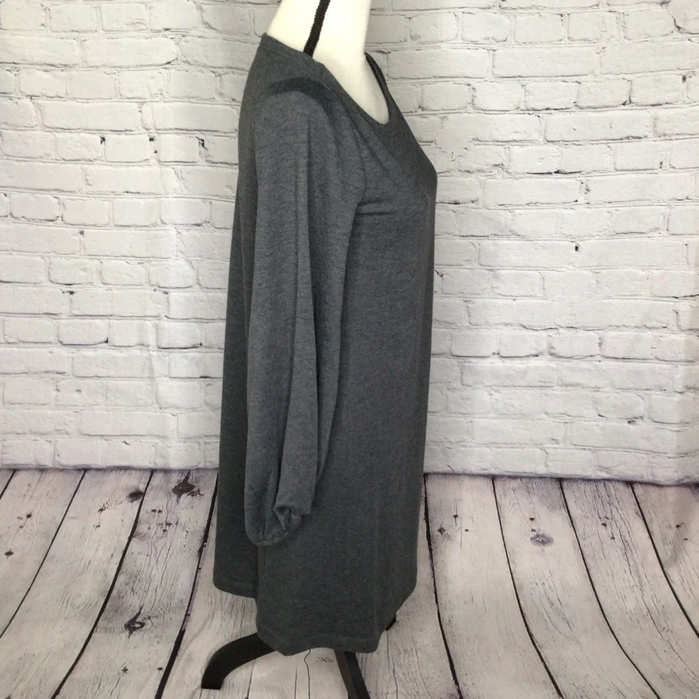 LOFT Gray Jersey Knit Ballon Sleeve Pullover Dress Small NWT